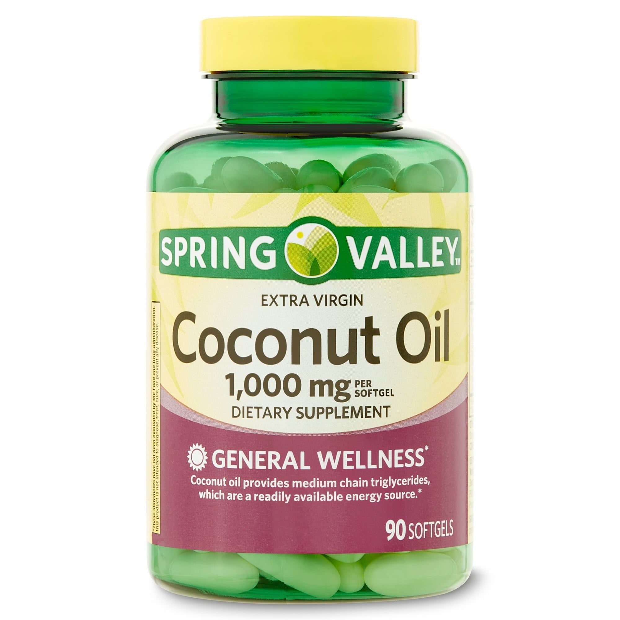 Spring Valley Extra Virgin Coconut Oil Dietary Supplement Softgel; 1; 000 mg; 90 Count