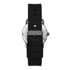 Time and Tru Women's Watch, Gunmetal Round Case, Black Sunray Dial with White Flowers and Black Faux Leather Strap (FMDOTT101)