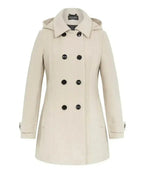 Wool Feel Double Breasted Hooded Coat