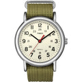 Timex Unisex Weekender Olive/Cream 38mm Casual Watch, Fabric Slip-Thru Strap