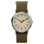 Timex Unisex Weekender Olive/Cream 38mm Casual Watch, Fabric Slip-Thru Strap