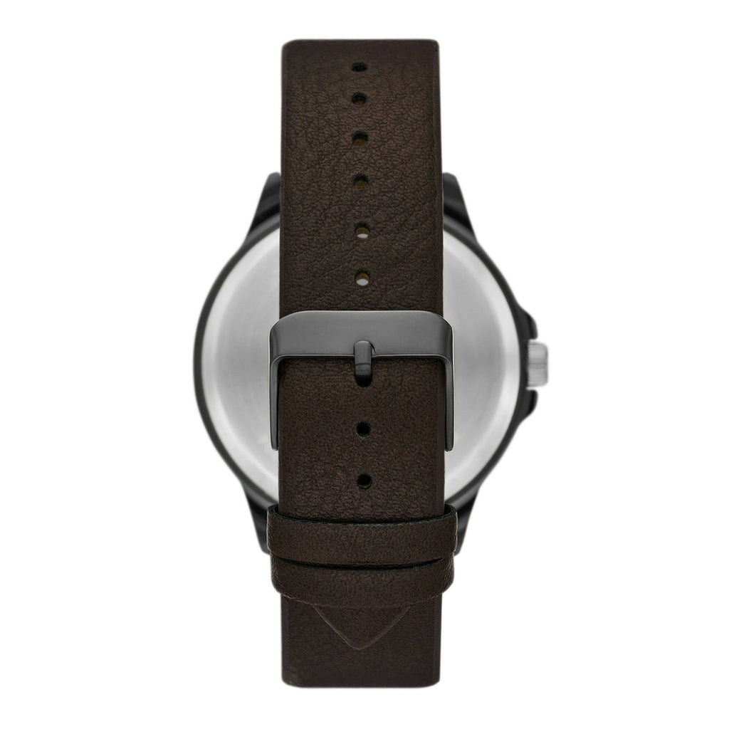 George Men's Watch: Gunmetal Tone Case, Black Easy Read Dial, Brown Textured Vegan Leather Band (FMDOGE057)