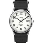 Timex Men's Easy Reader 35mm Watch ¨C Silver-Tone Case White Dial with Black FastWrap Strap