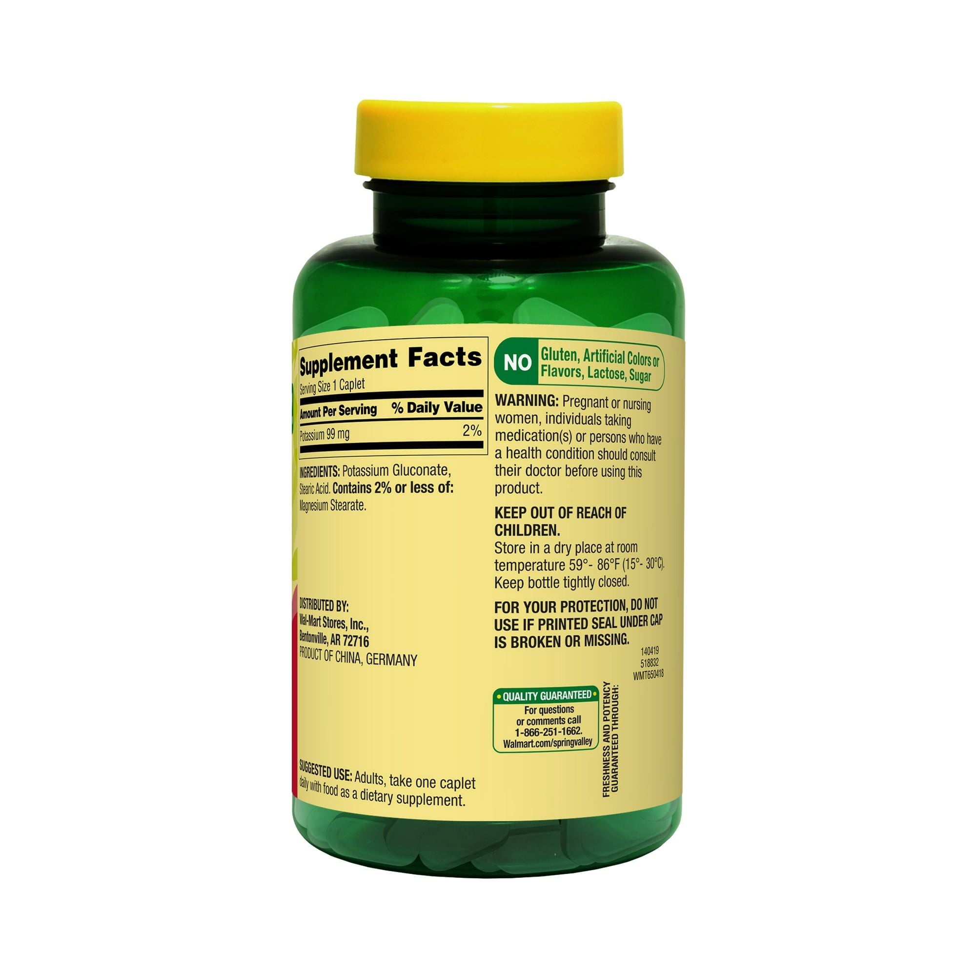 Spring Valley Potassium Caplets Dietary Supplement; 99 mg; 250 Count EasyOptionXY LLC