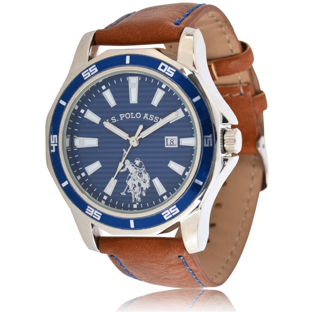 U.S. Polo Assn. Adult Male Vintage Watch with Blue and Silver (USC50588WM)