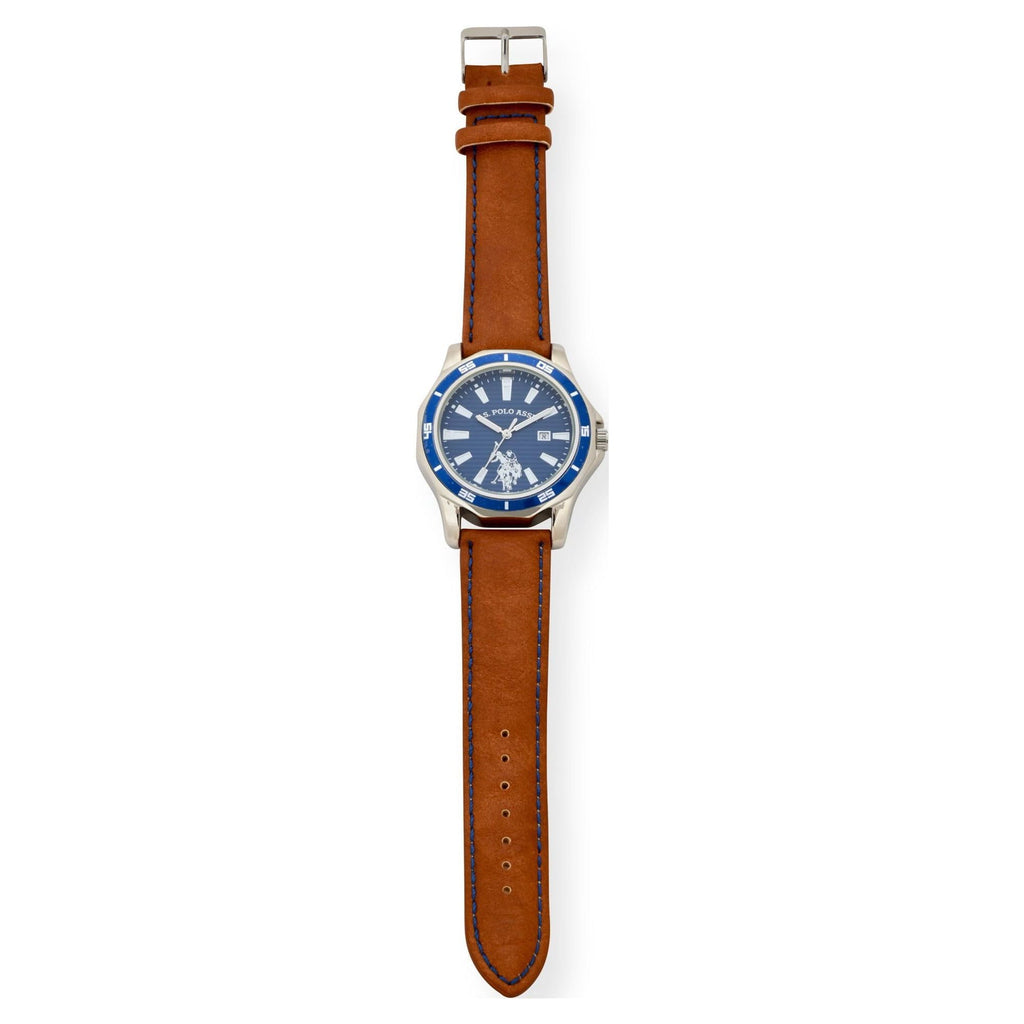 U.S. Polo Assn. Adult Male Vintage Watch with Blue and Silver (USC50588WM)
