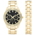 George Men's Round Black Dress Watch with a Classy Gold Tone Metal Band and Bracelet Set