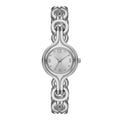 Time & Tru Women's Wristwatch: Silver Tone Round Case and Dial, Silver Interlocking Bracelet (FMDOTT099)