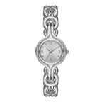 Time & Tru Women's Wristwatch: Silver Tone Round Case and Dial, Silver Interlocking Bracelet (FMDOTT099)