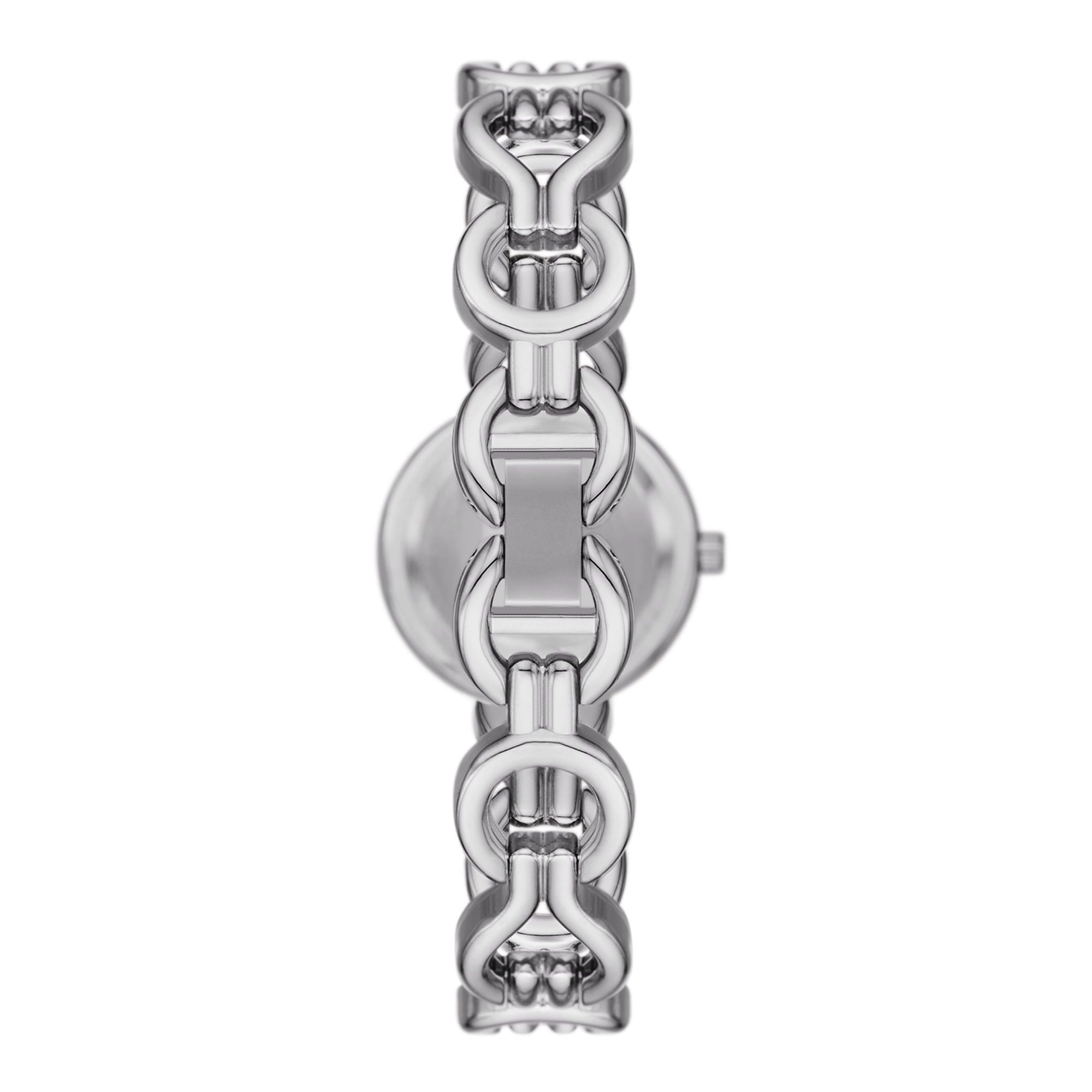 Time & Tru Women's Wristwatch: Silver Tone Round Case and Dial, Silver Interlocking Bracelet (FMDOTT099)
