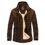 Winter Jacket Men Thicken Warm Fleece Jackets Coats Pure Cotton Plaid Jacket Military Clothes Pi-Mart