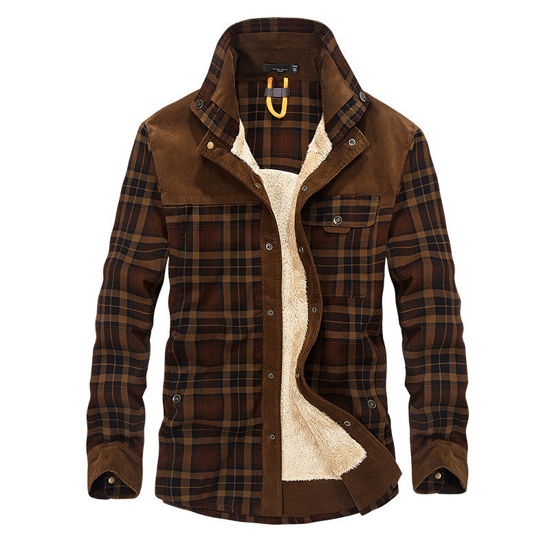 Winter Jacket Men Thicken Warm Fleece Jackets Coats Pure Cotton Plaid Jacket Military Clothes Pi-Mart
