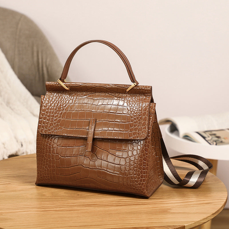 Genuine leather large capacity portable shoulder bag fashion crocodile  7387 tote crossbody - SJB-DIAMOND ELITES