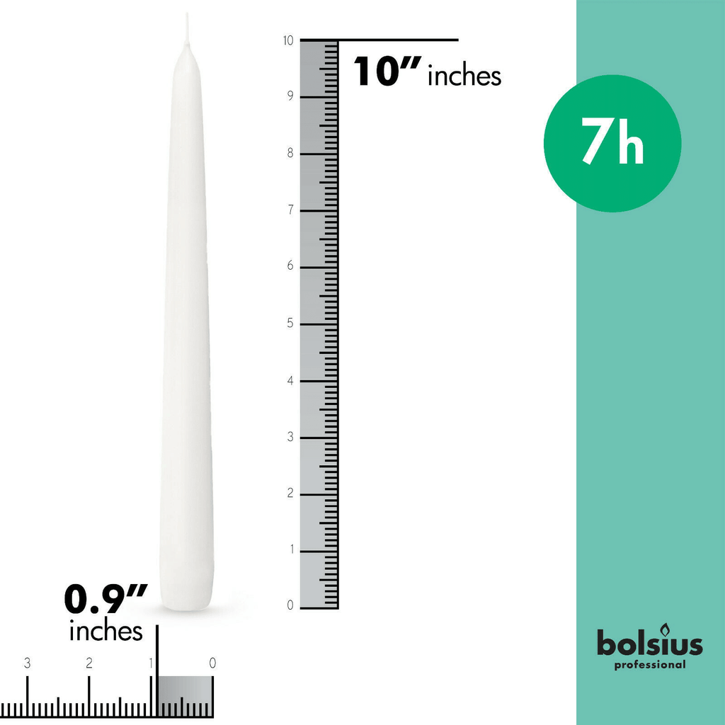 Bolsius White Taper Candles 10 Inch- 100 Pack Burn Time 7 H r Home D¨¦cor Church Candles