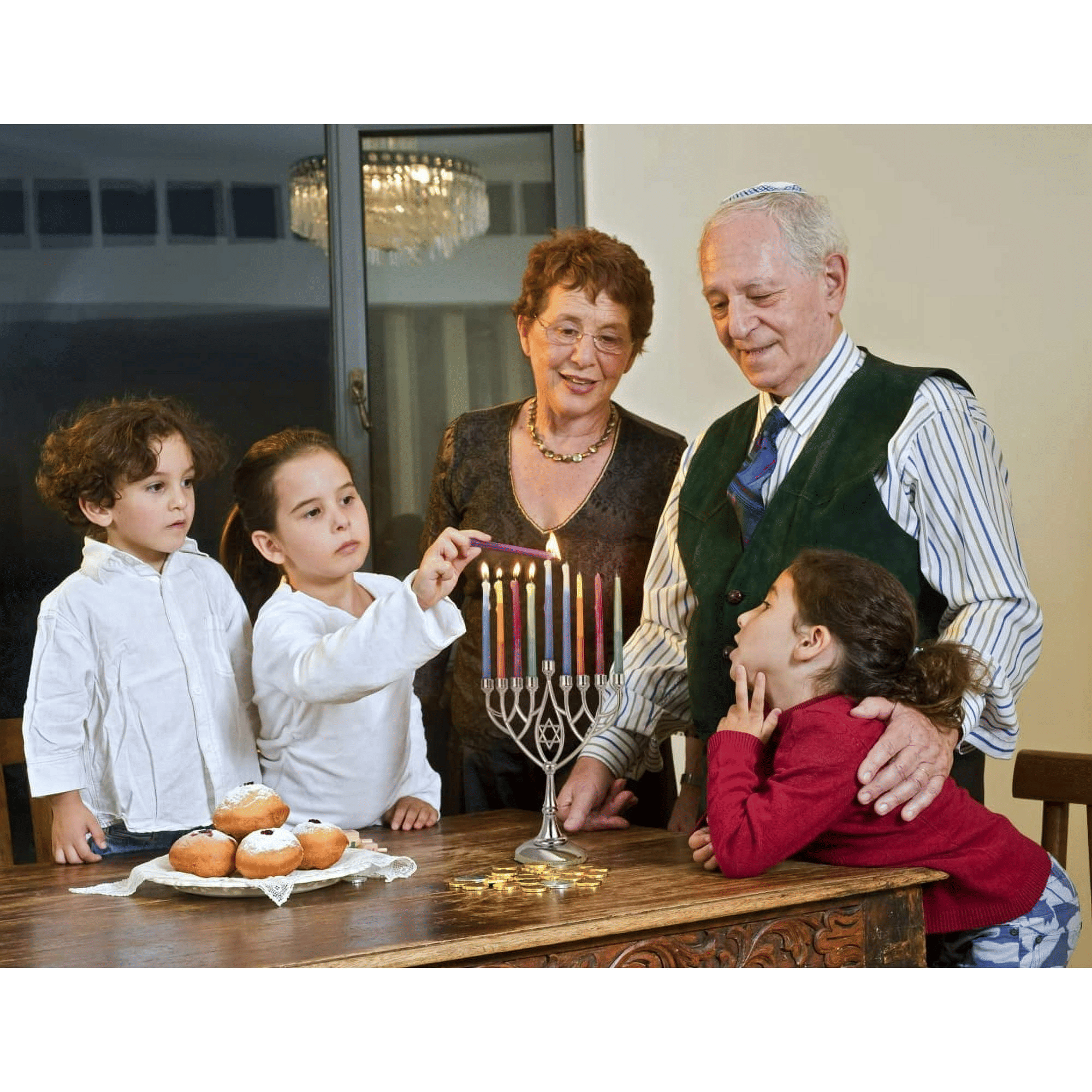Traditional Classic Geometric H anukkah Menorah 9" Silver Plated C hanukah Candle Minorah Fits Standard Hanukah Candles by Zion J udaica