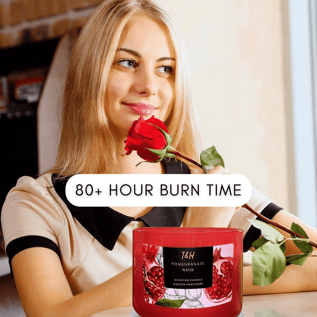 Pomegranate Noir 3 Wick Candle | Natural Soy Wax Candle for Home, 15.8 Oz Large Aromatherapy Candle for Relaxation, Scented Candle for Women and Men, Luxury Candle Gift for Him and Her