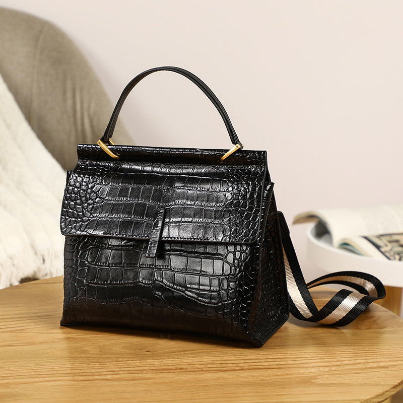 Genuine leather large capacity portable shoulder bag fashion crocodile  7387 tote crossbody - SJB-DIAMOND ELITES