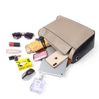 Genuine leather bag for female bag shoulder bag large capacity with contrast color pattern tote - SJB-DIAMOND ELITES