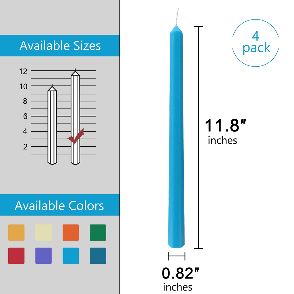 XINAOBAOLUO 11.8 inch Blue Christmas Candles Sticks Unscented Taper Candles Luxury Pack of 4 EasyOptionXY LLC