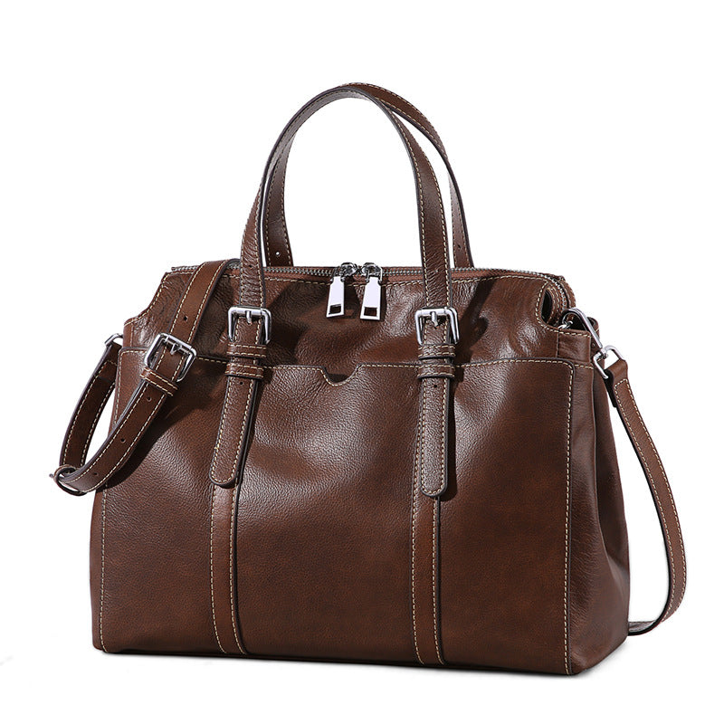 Genuine leather tote bag for women retro one-shoulder portable big purse - SJB-DIAMOND ELITES
