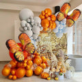 123Pcs Orange Gray Blue Butterflly Foil Helium Balloons Arch Garland Birthday Decorations For Baby Shower Gender Reveal Party Decorations Hallowen Decoration Butterfly Ballons Stevvex