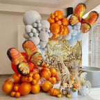 123Pcs Orange Gray Blue Butterflly Foil Helium Balloons Arch Garland Birthday Decorations For Baby Shower Gender Reveal Party Decorations Hallowen Decoration Butterfly Ballons Stevvex