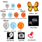 123Pcs Orange Gray Blue Butterflly Foil Helium Balloons Arch Garland Birthday Decorations For Baby Shower Gender Reveal Party Decorations Hallowen Decoration Butterfly Ballons Stevvex