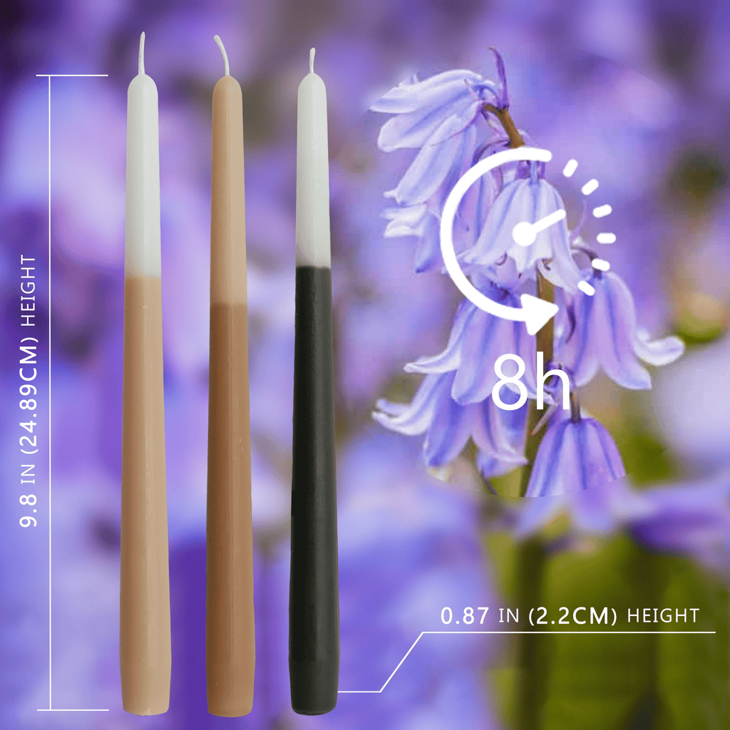 FCMSHAMD 10'' Bluebell Scented Taper Candles - Dripless (6 Pack) EasyOptionXY LLC