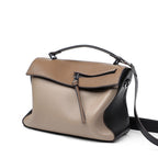 Genuine leather bag for female bag shoulder bag large capacity with contrast color pattern tote - SJB-DIAMOND ELITES