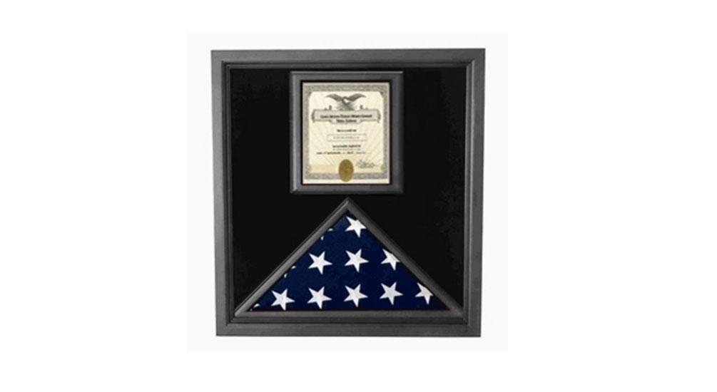 Flag and Certificate Case Black Frame, American Made Designed to Make That Certificate Feature as  prominently as The Flag The Military Gift Store
