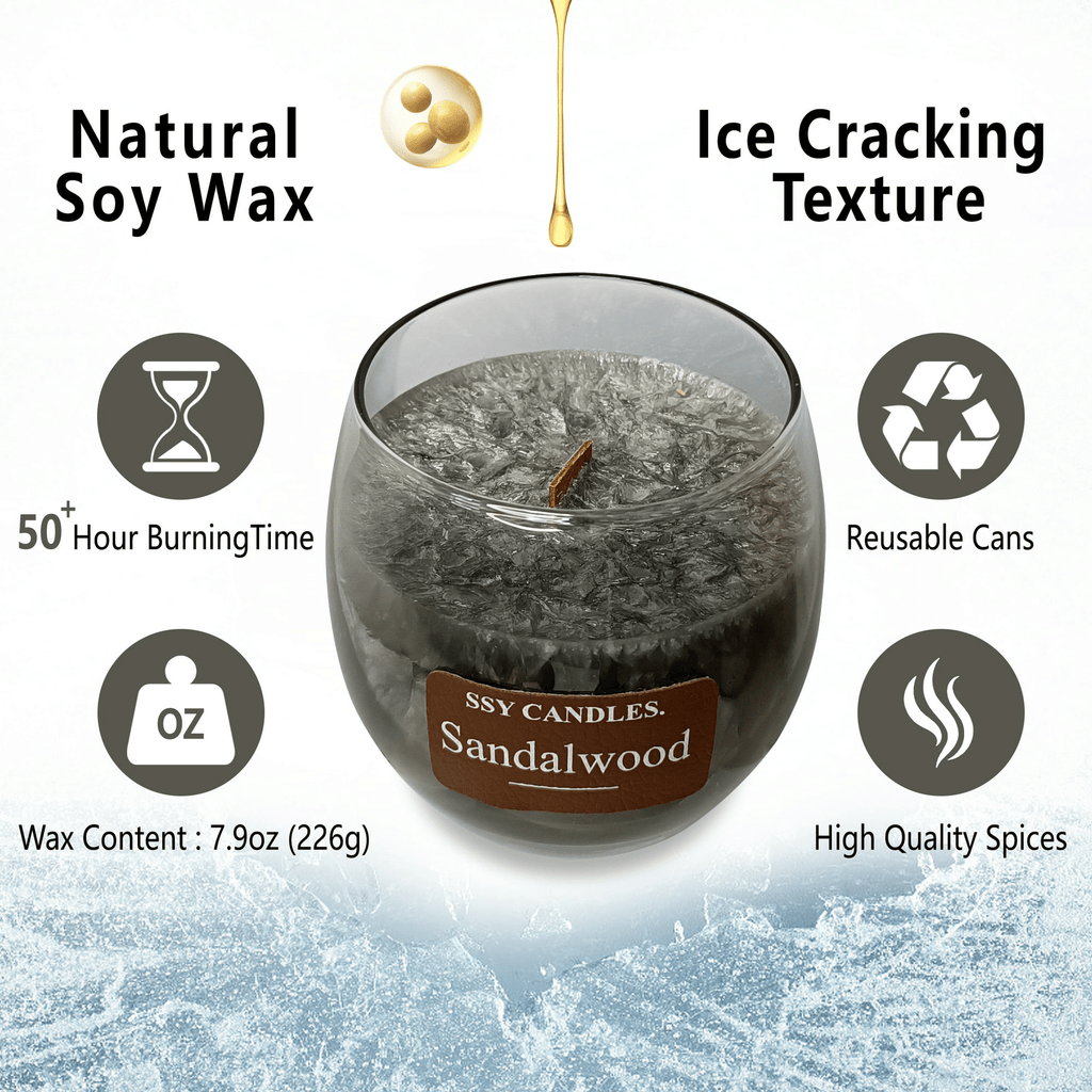 Sandalwood Scented Candles for Home-Jar candles 7.9 oz - Wooden Wick Candle-Candles Gift for Women -Aromatherapy candles EasyOptionXY LLC