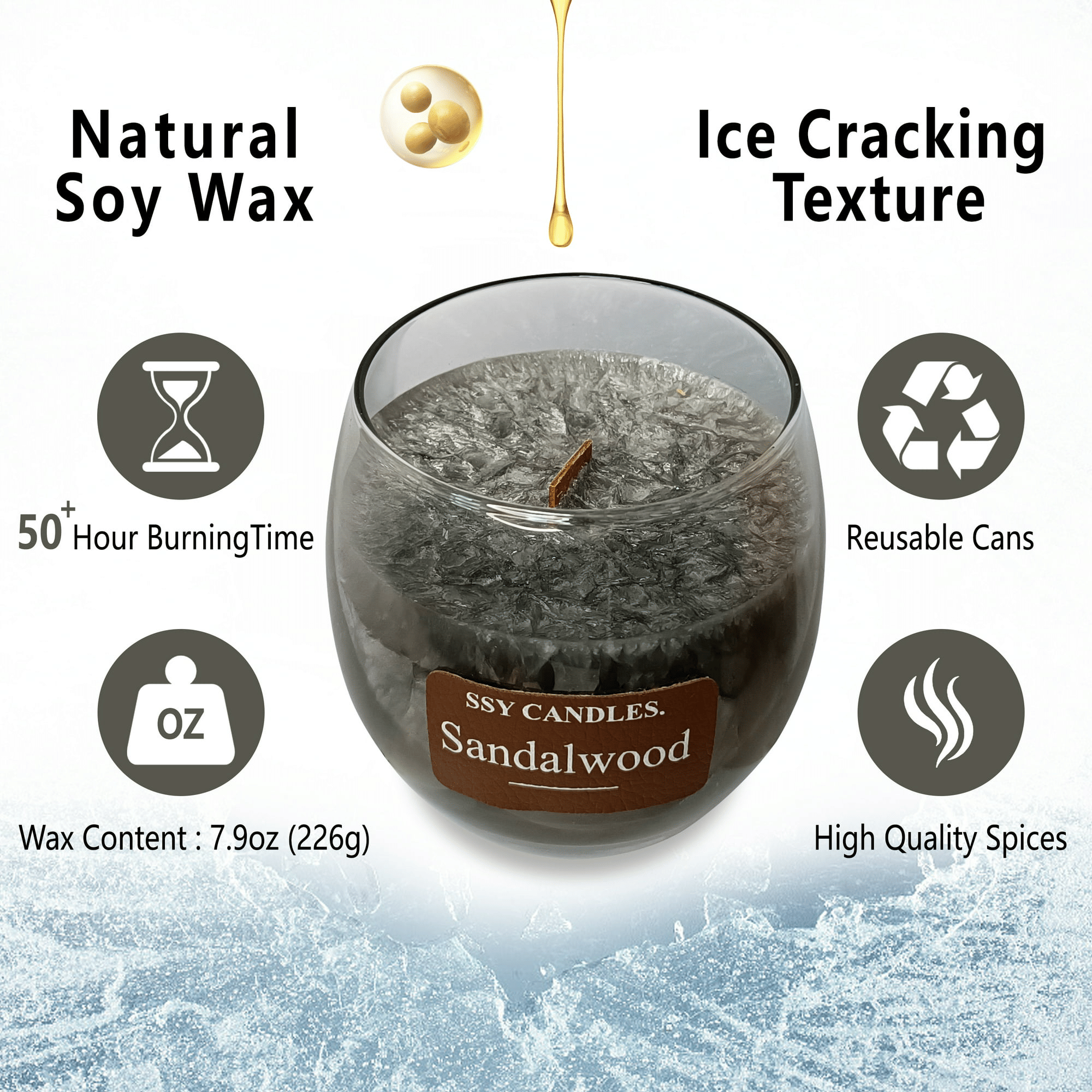 Sandalwood Scented Candles for Home-Jar candles 7.9 oz - Wooden Wick Candle-Candles Gift for Women -Aromatherapy candles EasyOptionXY LLC