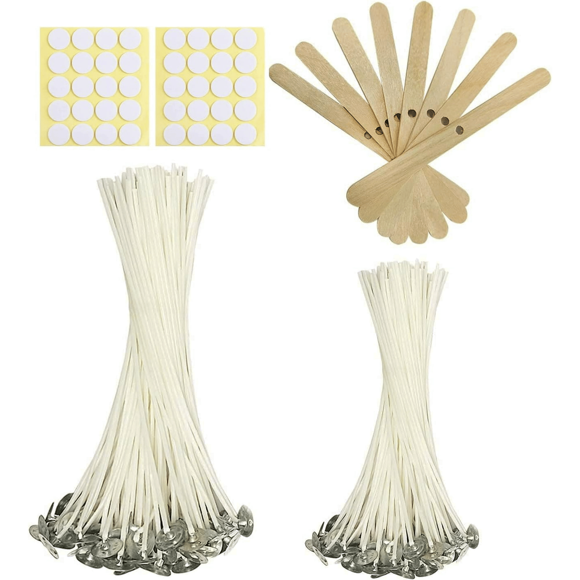 Harnico 100 Pcs Cotton Candle Wicks for Candle Making 6/4 inch Wicks Smokeless Candle Wick with Metal Base Clip with Wicks Stickers for Scented Candle Butter Candles Soy Candles EasyOptionXY LLC