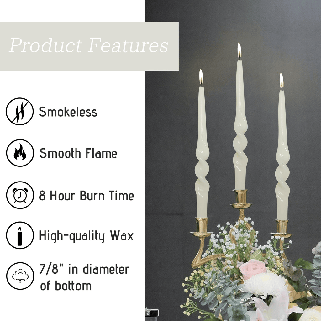FCMSHAMD 9.5'' White Taper Candles-Smokeless Unscented(2 Pack) EasyOptionXY LLC