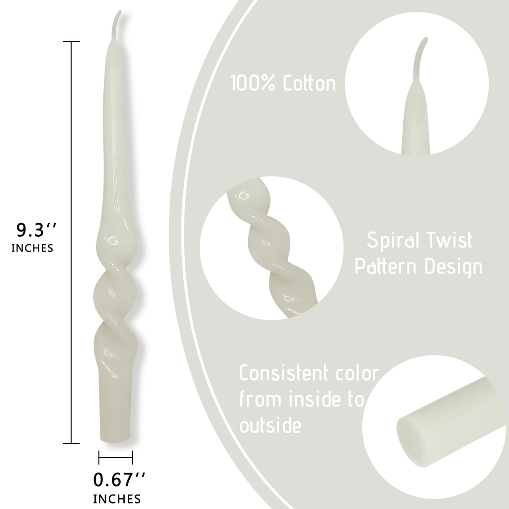 FCMSHAMD 9.5'' White Taper Candles-Smokeless Unscented(2 Pack) EasyOptionXY LLC