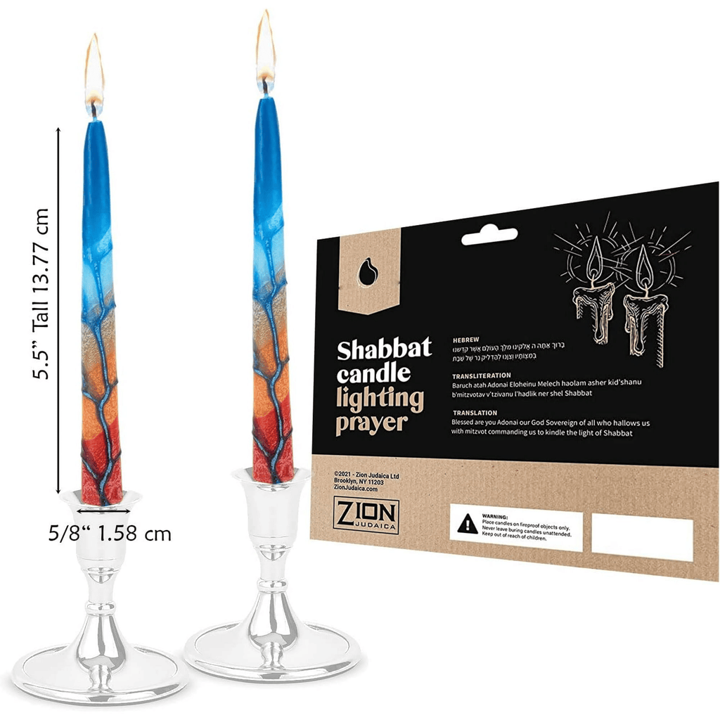 Zion J udaica Artistic S habbat Candles 5.5 Inch Tall Hand Crafted 12 Pack for Weddings, Anniversary, Holidays, Celebration, Home D¨¦cor Mother Day Gift Valentines Candle Burns 2.5 Hours Dusk Reflection EasyOptionXY LLC