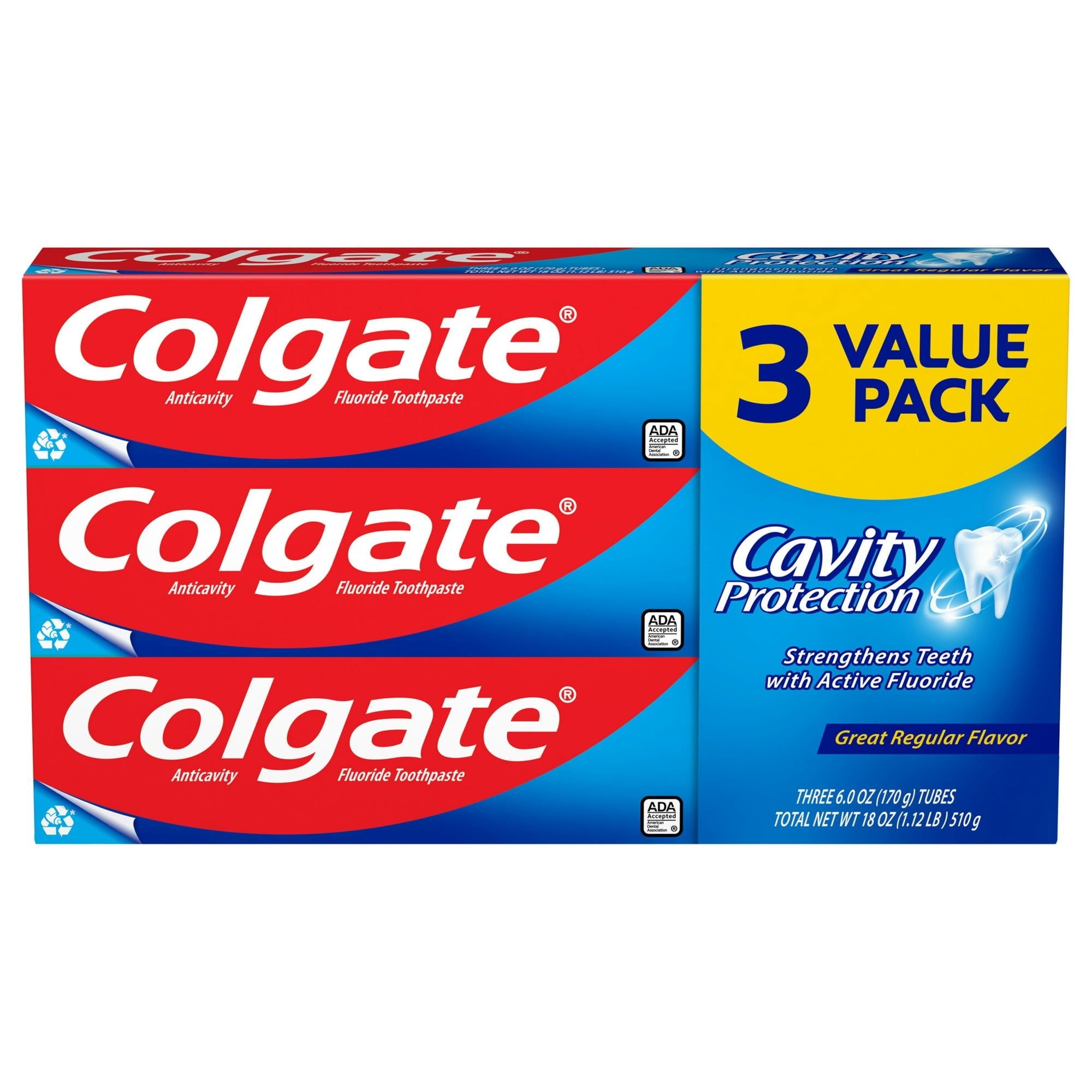 Colgate Cavity Protection Toothpaste; Great Regular Flavor; 6 oz; 3 Pack