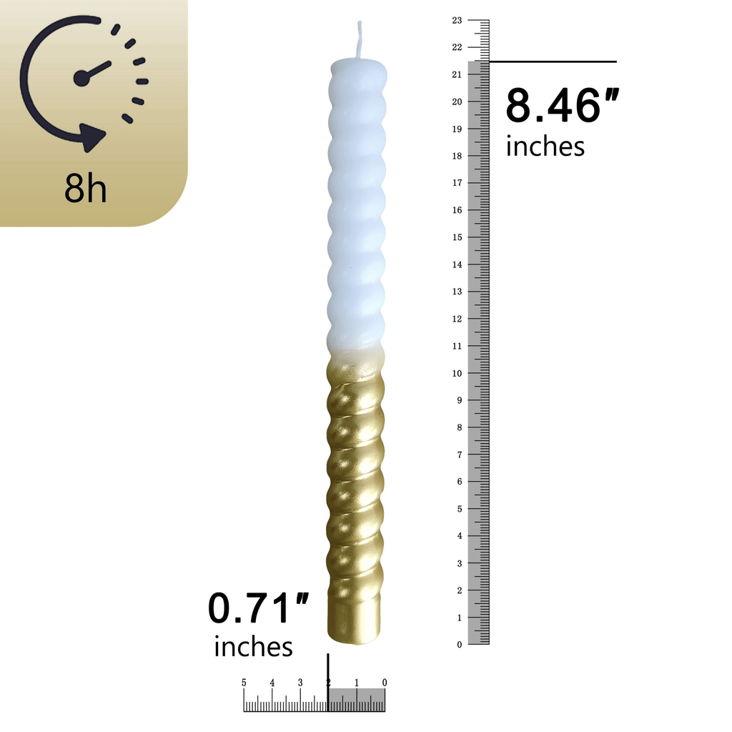 FCMSHAMD 8.46 inch White Gold Dripless Taper Candles Smokeless Christmas Candles Pack of 2 EasyOptionXY LLC