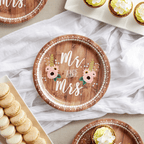 Serves 24 Mr and Mrs Bridal Shower Plates, Napkins, Cups, and Cutlery, Wedding Decorations, Engagement Party Supplies (144 Pieces)