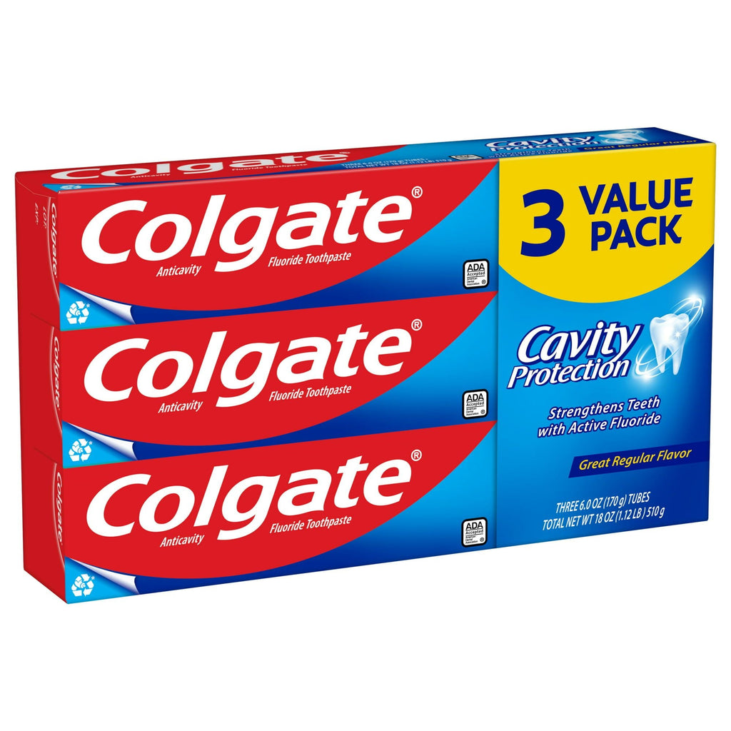 Colgate Cavity Protection Toothpaste; Great Regular Flavor; 6 oz; 3 Pack