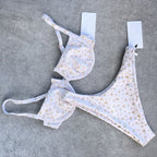 Ladies Split Swimsuit Vintage Polka Dot Traps Gather Sexy Bikini