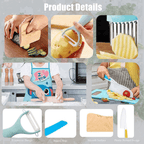 Kids Cooking Set Real, Montessori Kitchen Tools, Toddlers Safe Knife Tools Set (Include Wood and Plastic Knife, Crinkle Cutter, Peeler, Cutting Board, Y Peeler, Apron), Gifts for Junior Boys Girls