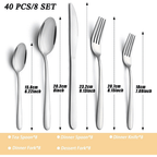 Bestdin Silverware Set, 40 Pieces Stainless Steel Flatware Set for 8, Include Fork Knife Spoon Set, Mirror Polished, Dishwasher Safe, Cutlery Set for Home Kitchen Restaurant Hotel EasyOptionXY LLC