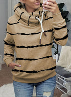 Printed Hooded Fleece Striped Sweatshirt Pi-Mart