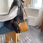 Women's Vegan Leather Tote Bag | Contrast Patchwork Crossbody Bag SHOMICOBOUTIQUE