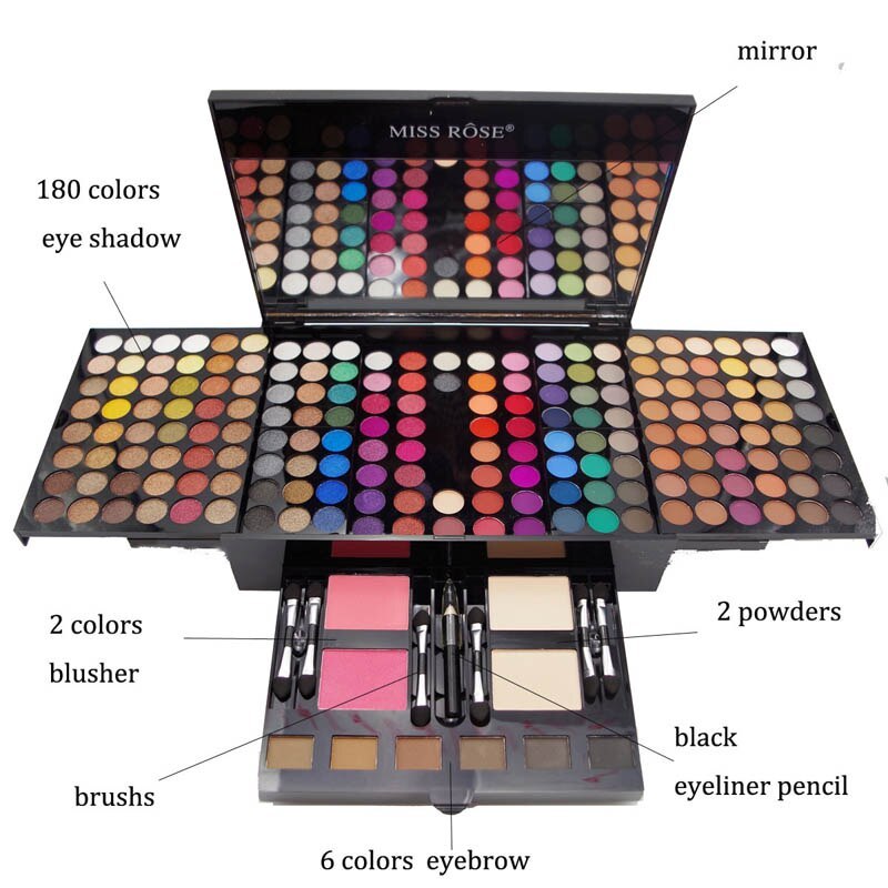 180 Colors Eyes Shadow Blush Set Personalized Piano-shaped Makeup Palette Box Pi-Mart