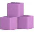 Candwax 3 inch Pillar Candles for Home Set of 3 pcs - Unscented and Long Lasting Candles Ideal for Romantic, Wedding or Living Room Decor - Lilac Square Candle