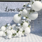 125 pc White Silver Confetti Metallic Balloon Arch Kit For Wedding Birthday Party Decorations Baby Shower Bridal Shower Luxury Birthday Party Wedding Ballons Decoration Stevvex