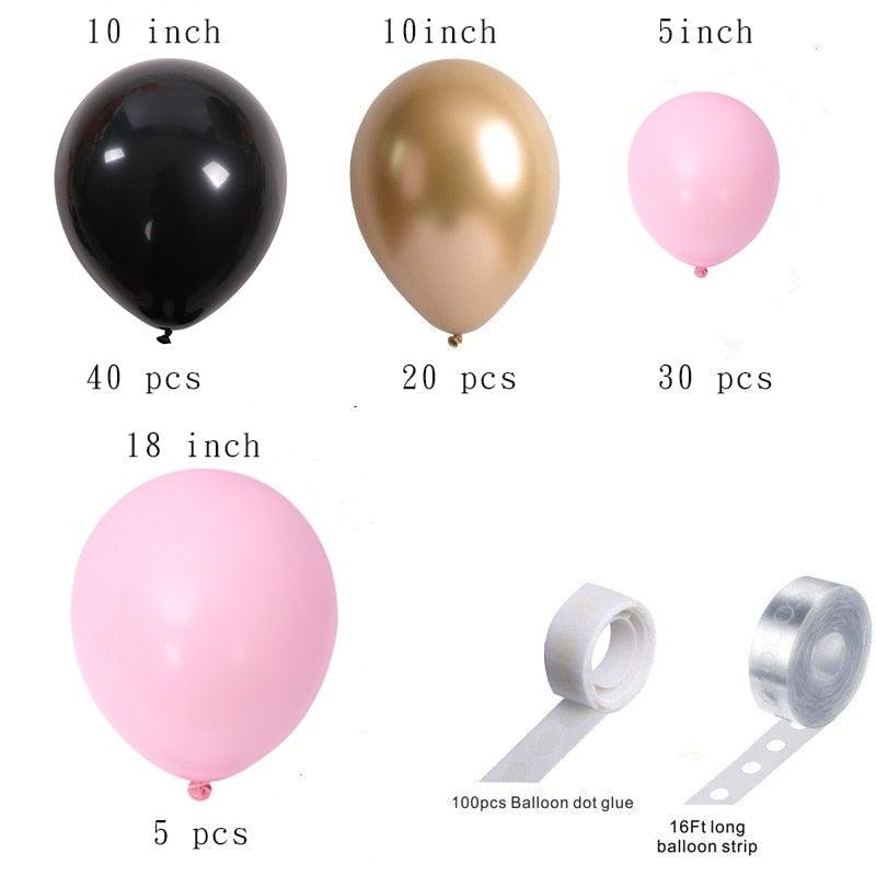 125 pcs Black Pink Balloon Garland Kit as Backdrop For Birthday Baby Bridal Shower Party Decorations Bridal Showers Office Party Girl Party Luxury Ballons Decoration Stevvex