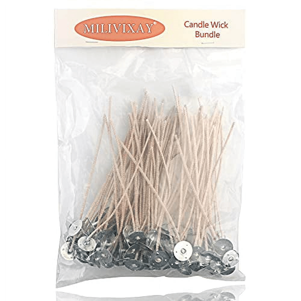 MILIVIXAY 100pcs 6.0inch E CO 4 Wicks for Soy Candles ,Pre-Waxed and Tabbed E CO Wicks for Soy Candles Making.